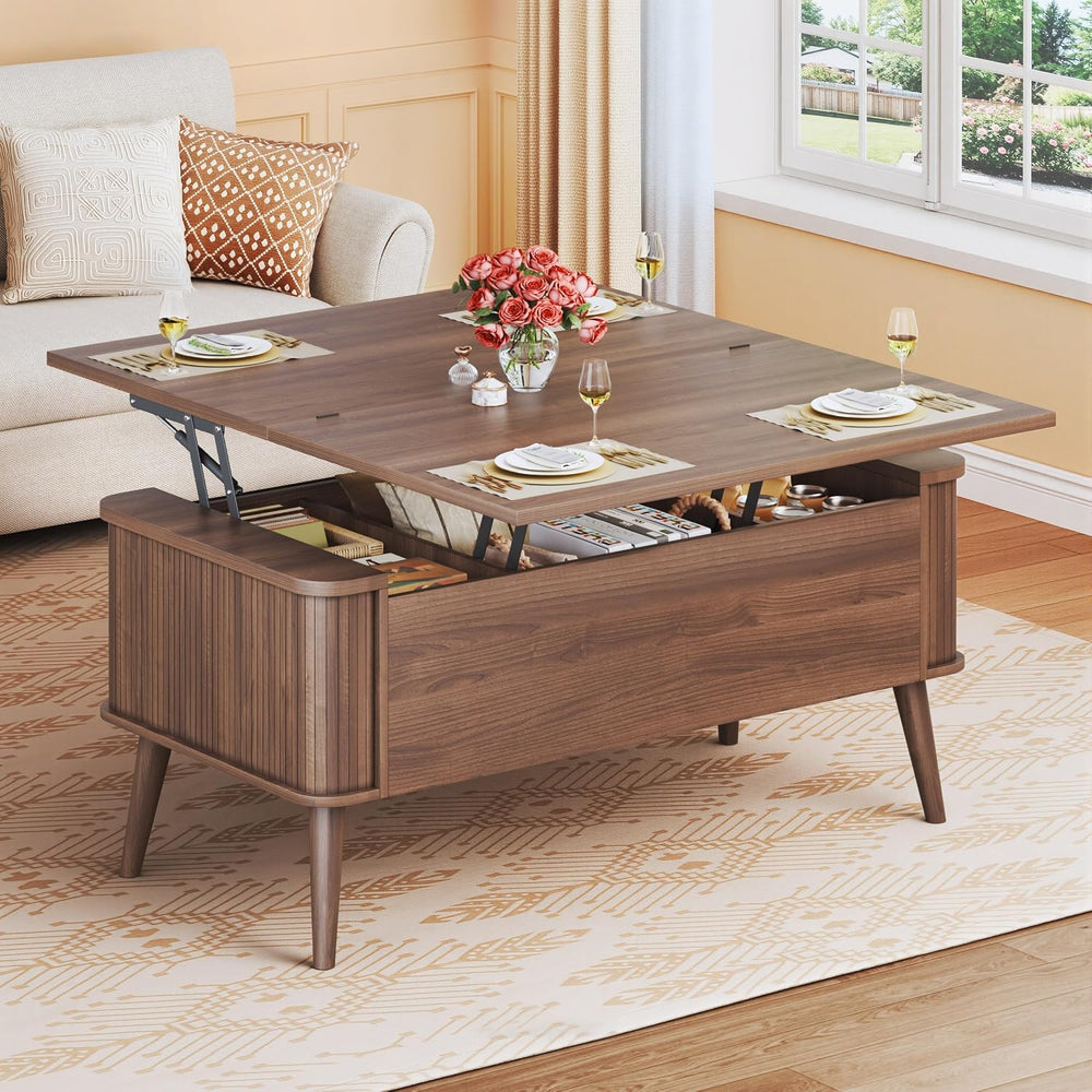 HUAHUU Lift Top Coffee Table with Storage, 40" Square Coffee Table with ...