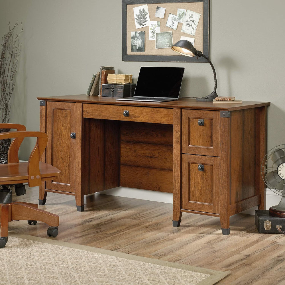 Sauder Carson Forge Rustic Vintage Computer Desk with Drawers Storage, in Was...