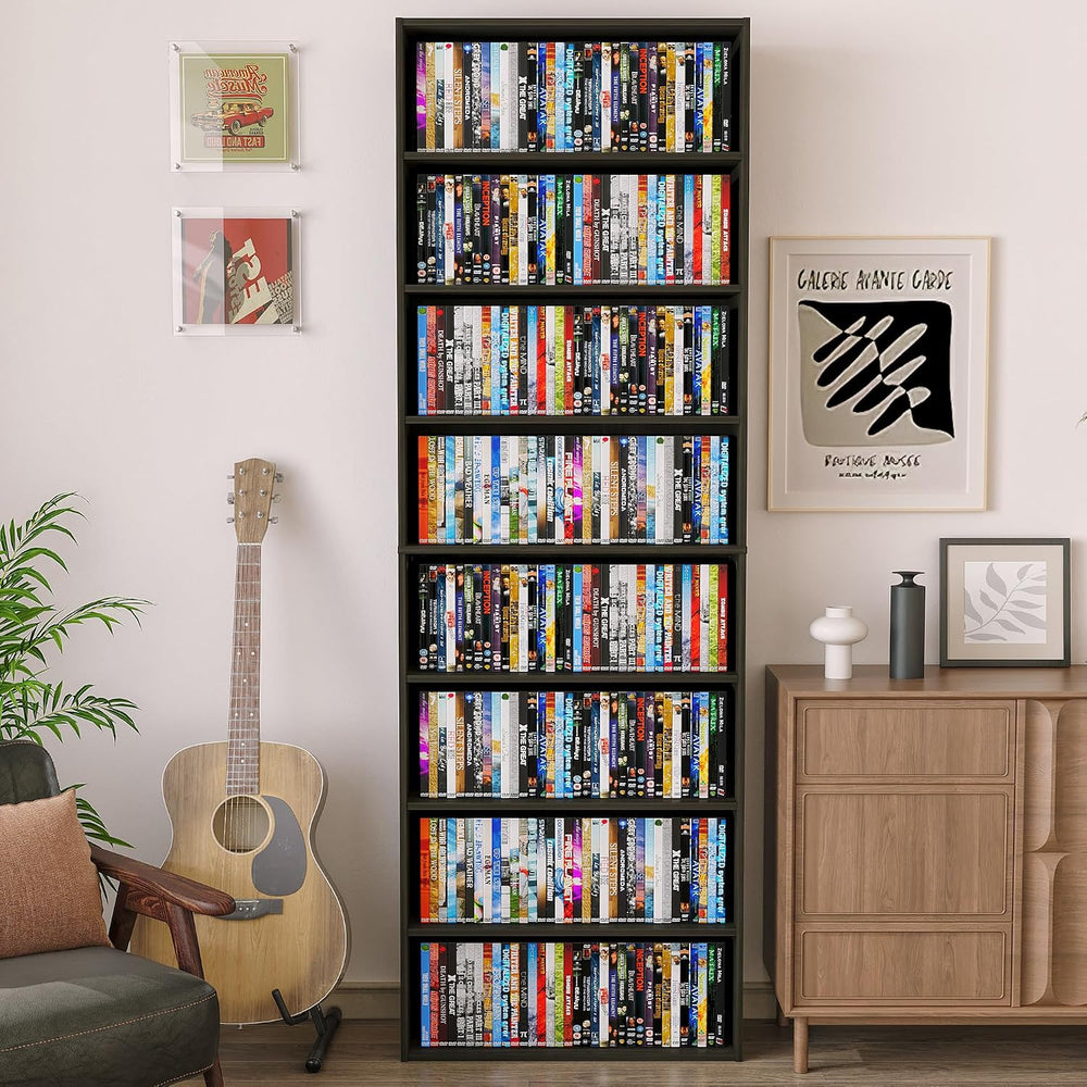 8 Tier DVD Storage Shelf, DVD Shelf holds up to 280+ DVD, Black