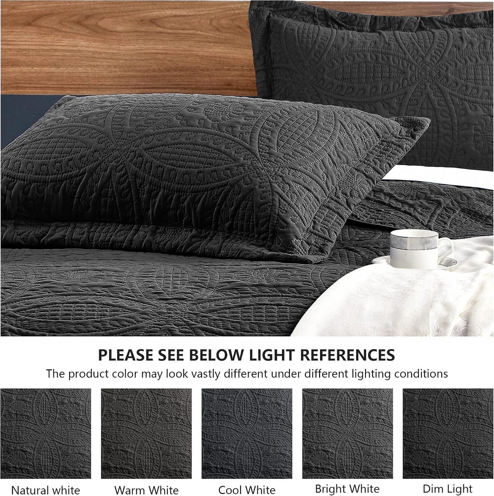 Love's cabin Quilts for Queen Bed Black Bedspreads - Soft Bed Fall Lightw...