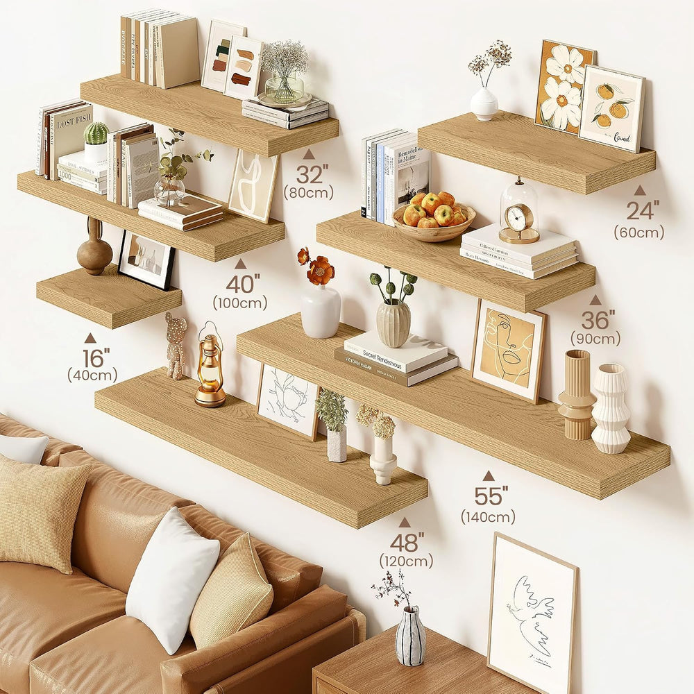 Vivelove Floating Shelves 9 inch Deep 24”Long Set of 2, Oak