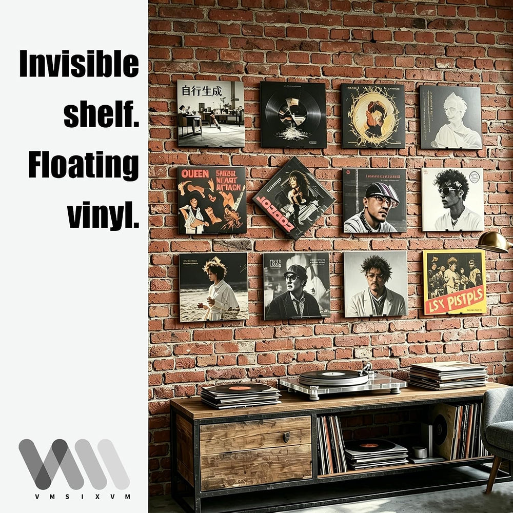 Vinyl Record Wall Mount Shelf, Custom Multi Angle Display, 20 Pcs