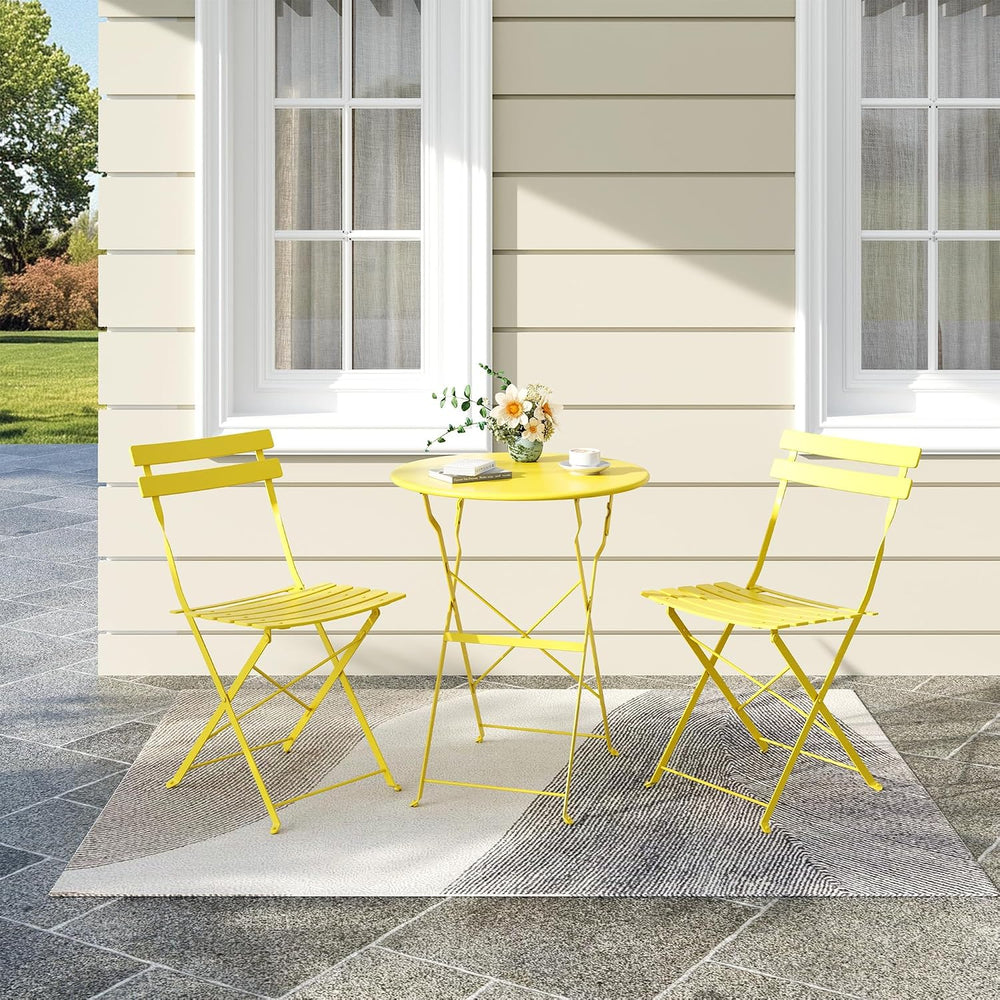 3-Piece Outdoor Folding Bistro, Outdoor Furniture Set with Table and 2 Chairs...