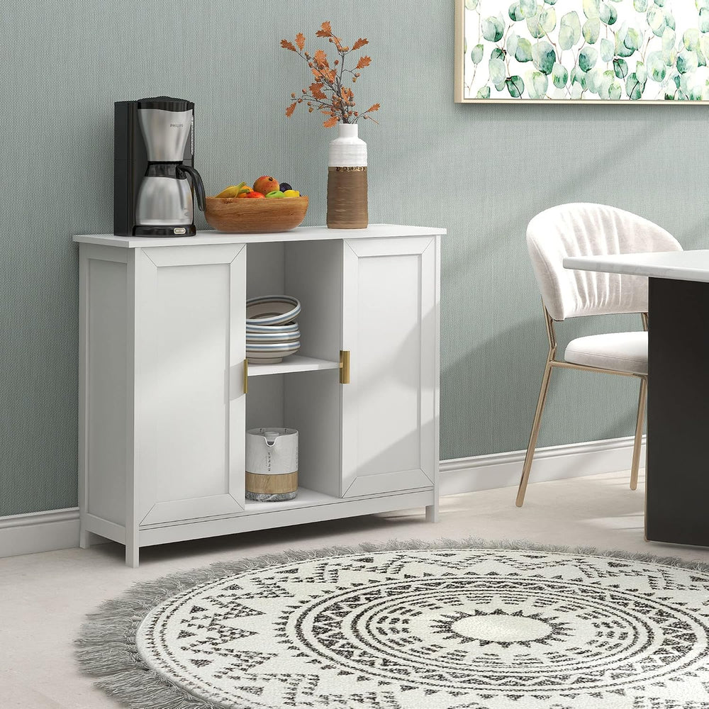 TaoHFE White Buffet Cabinet with Storage,Wooden Narrow Entryway Cabinets