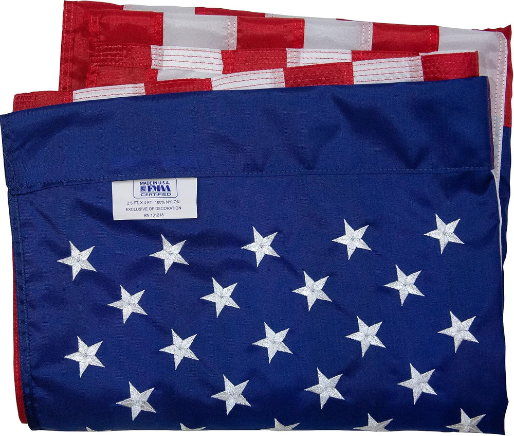 Valley Forge Flag Sleeved Perma-Nyl Nylon 2.5' x 4' ft Flag 5' ft...