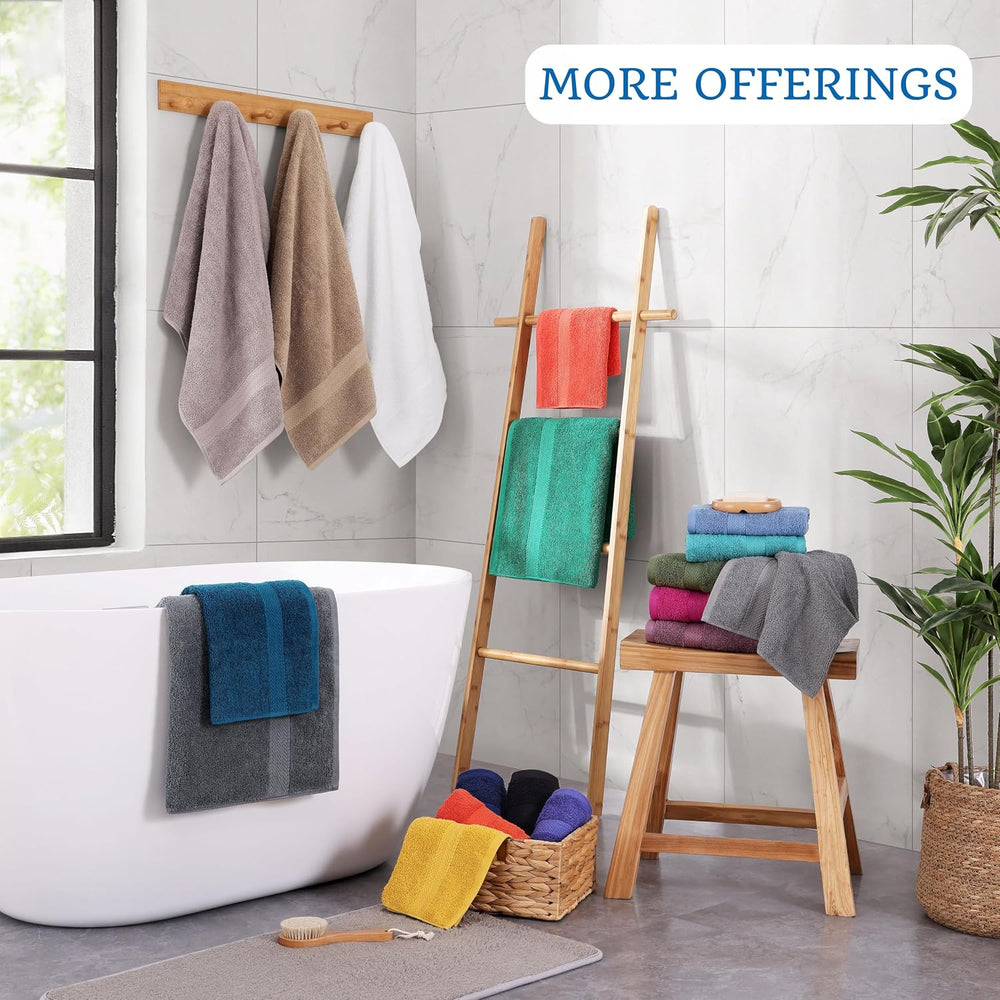 LANE LINEN Bath Sheet Quick Dry 100% Cotton 4 Pack Soft - Cool Grey