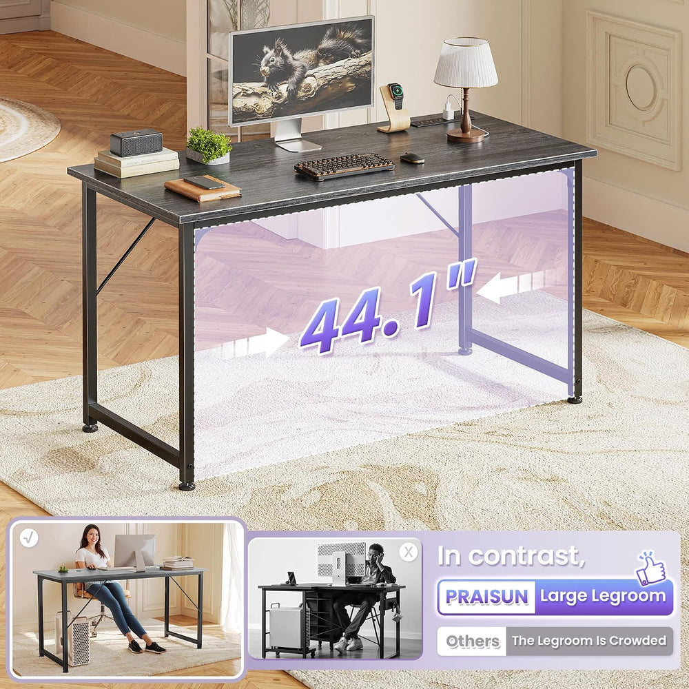 PRAISUN 47 X 20 Inch Computer Desk, Power Outlets, USB-C, Grey