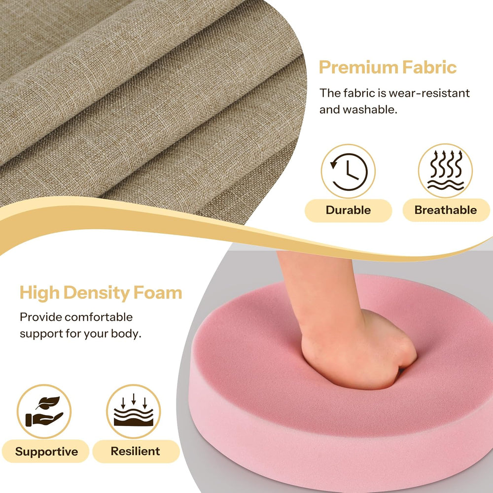 12 Inch Round Bar Stool Cushions with Non-Slip Bottom Beige