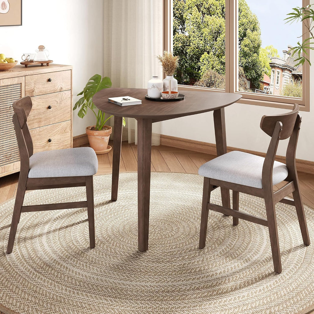 P PURLOVE Modern 3 Piece Table Set, Wood Triangular Table (Brown and Grey)