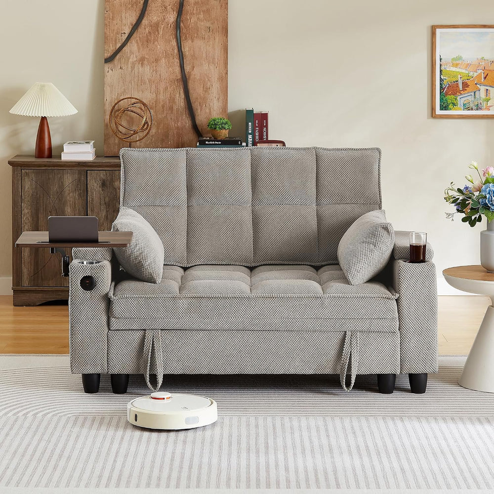 Auvsoce 61" Loveseat Sofa with Hidden Storage Armrests, 360° Swivel Tray...