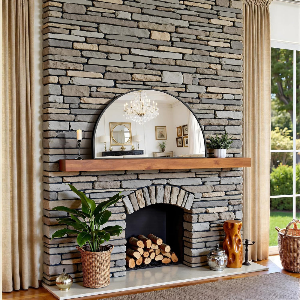 CIRCUMI Arched Wall Mirror 40”x24”, Black Arched Mirror for Entryway&Mantel