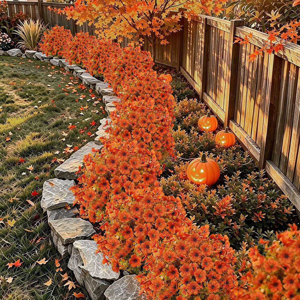 2 Pcs Fall Artificial Silk Flowers with Ground Stake for Outdoor