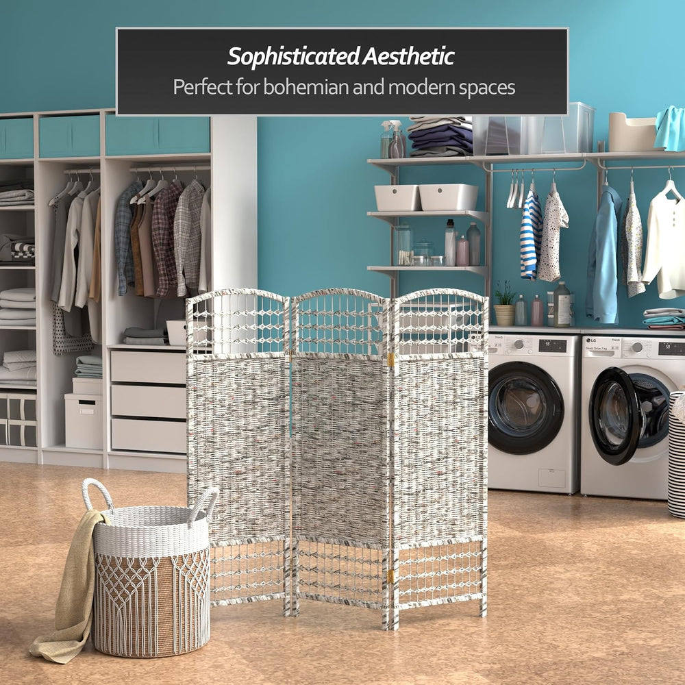 4 ft. Short Recycled Newspaper Folding Screen - 3 Panels