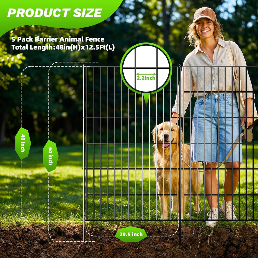 Toolterritary 5 Panels No Dig Decorative Garden Fence, 48in(H) x 13.0ft(L), D...