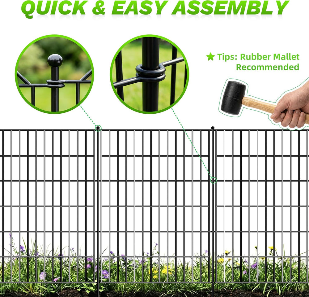 Toolterritary 5 Panels No Dig Decorative Garden Fence, 48in(H) x 13.0ft(L), D...