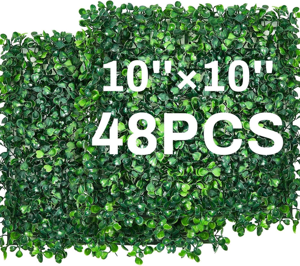 Crowye 48 Pcs 10 x 10 Inch Grass Wall Panel, Artificial Boxwood Wall Panels