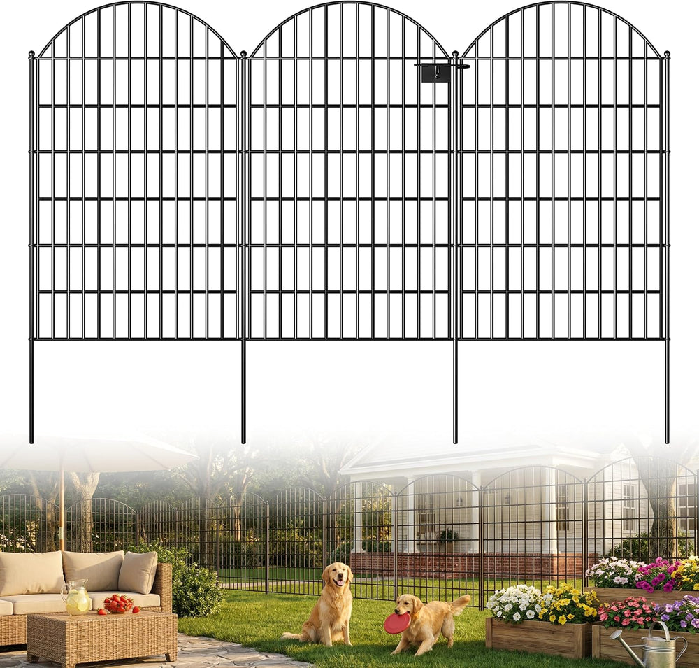 Toolterritary 10 Panels Arched No Dig Decorative Garden Fence with Gate, 48in...