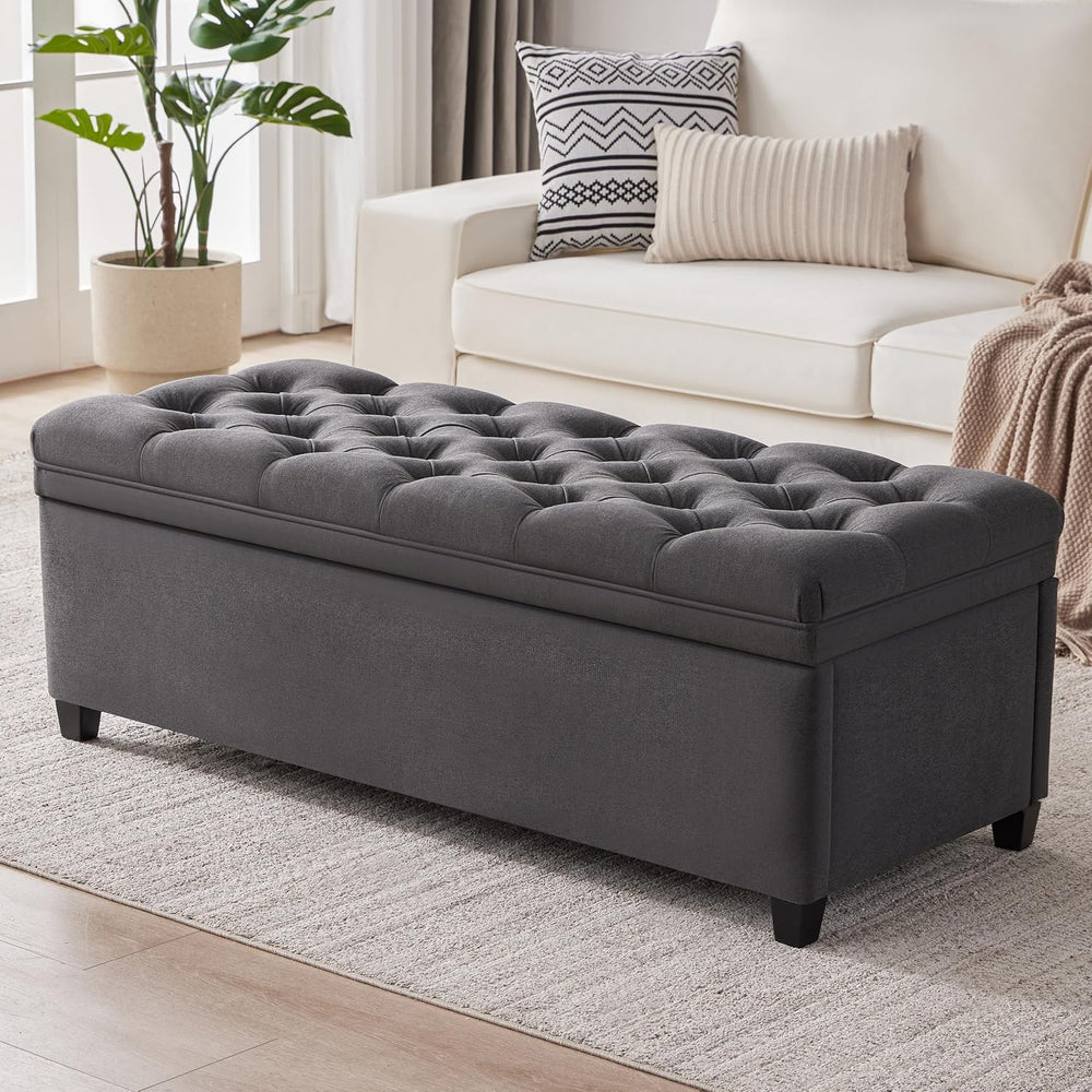 Mangodan 50 Inch Large Storage Ottoman, Tufted Ottoman with Storage