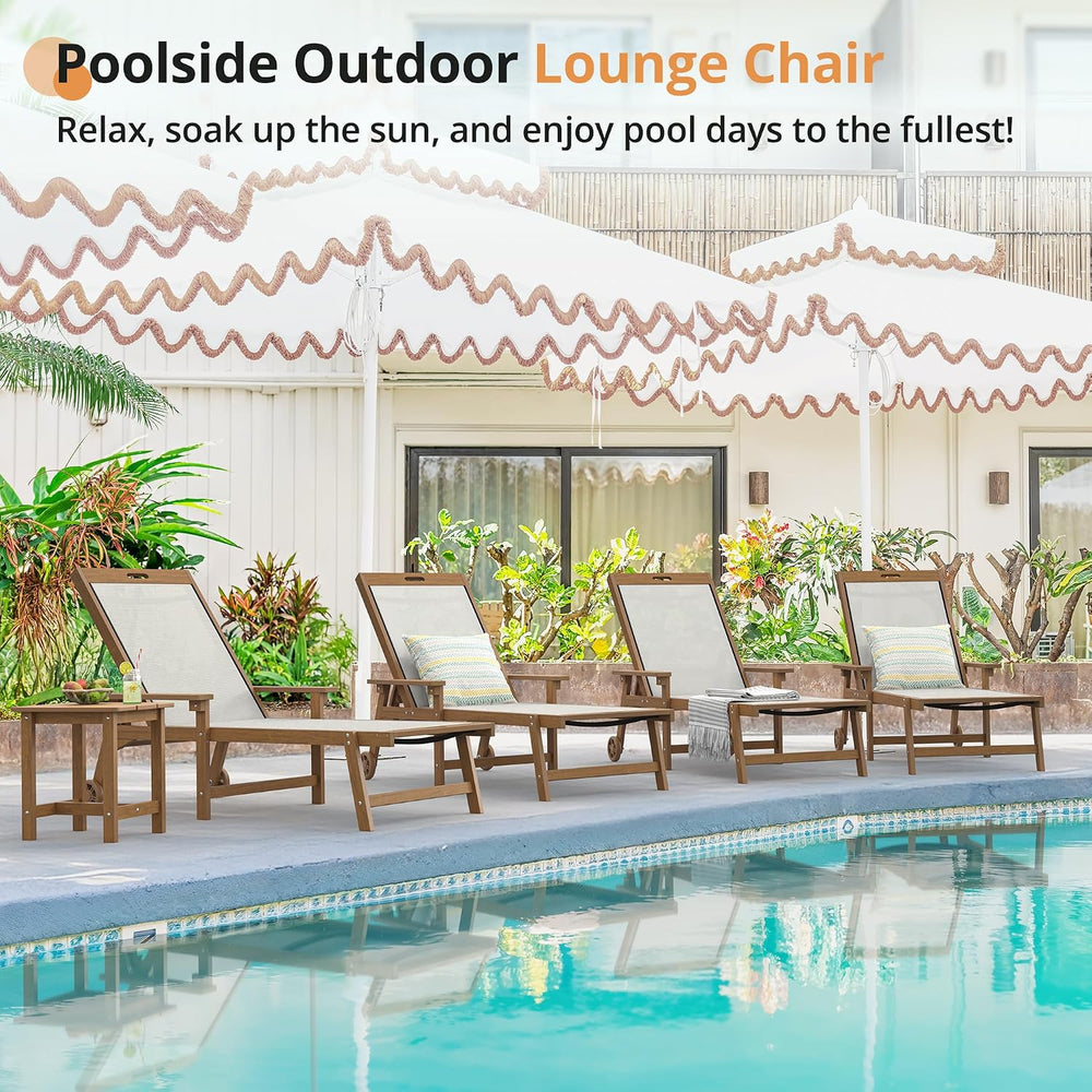 LUE BONA Lounge Chair Outdoor Set of 2,HDPS & HDPE Wicker Adjustable Chaise