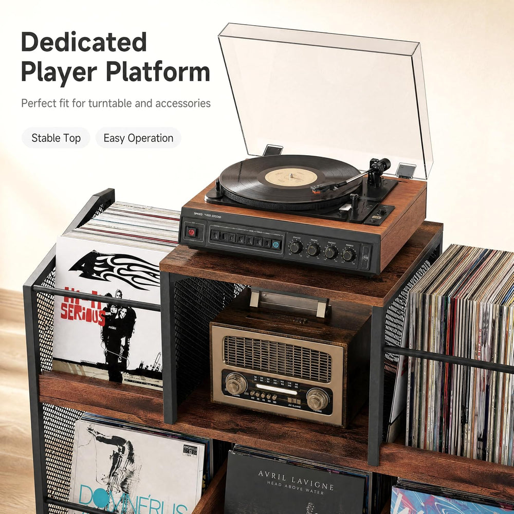 KirKical 3-Tier Large Capacity Record Player Stand, Holds Up to 400 Albums