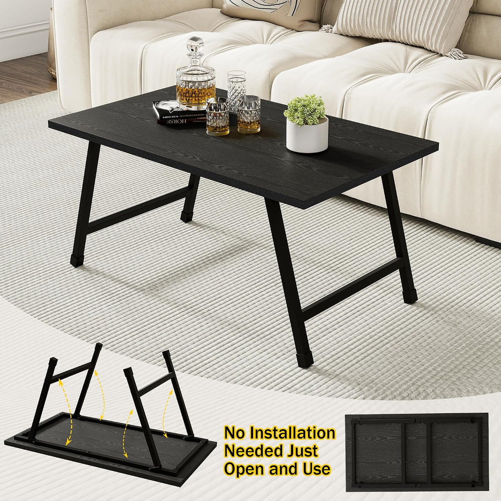 Rectangular Folding Coffee Table Perfect for Small Spaces Black