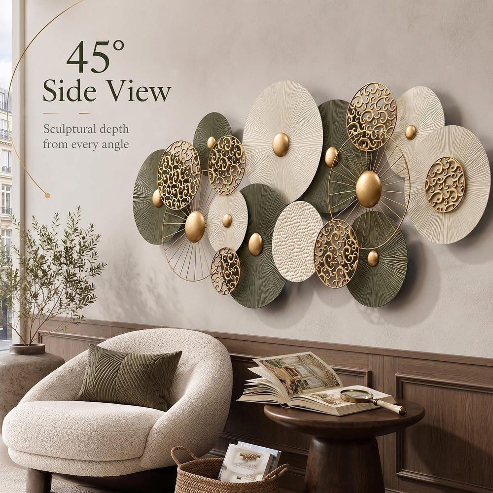 HAVFIFK 55x24in Large 3D Metal Wall Art for Living Room,Geometric Design