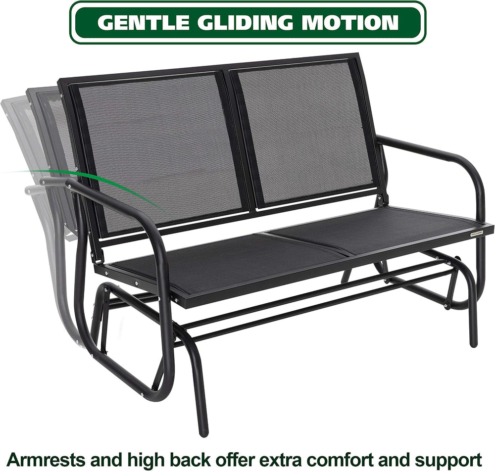 NUU GARDEN 2 Person Outdoor Glider Bench Patio Glider, Patio Glider Swing Cha...