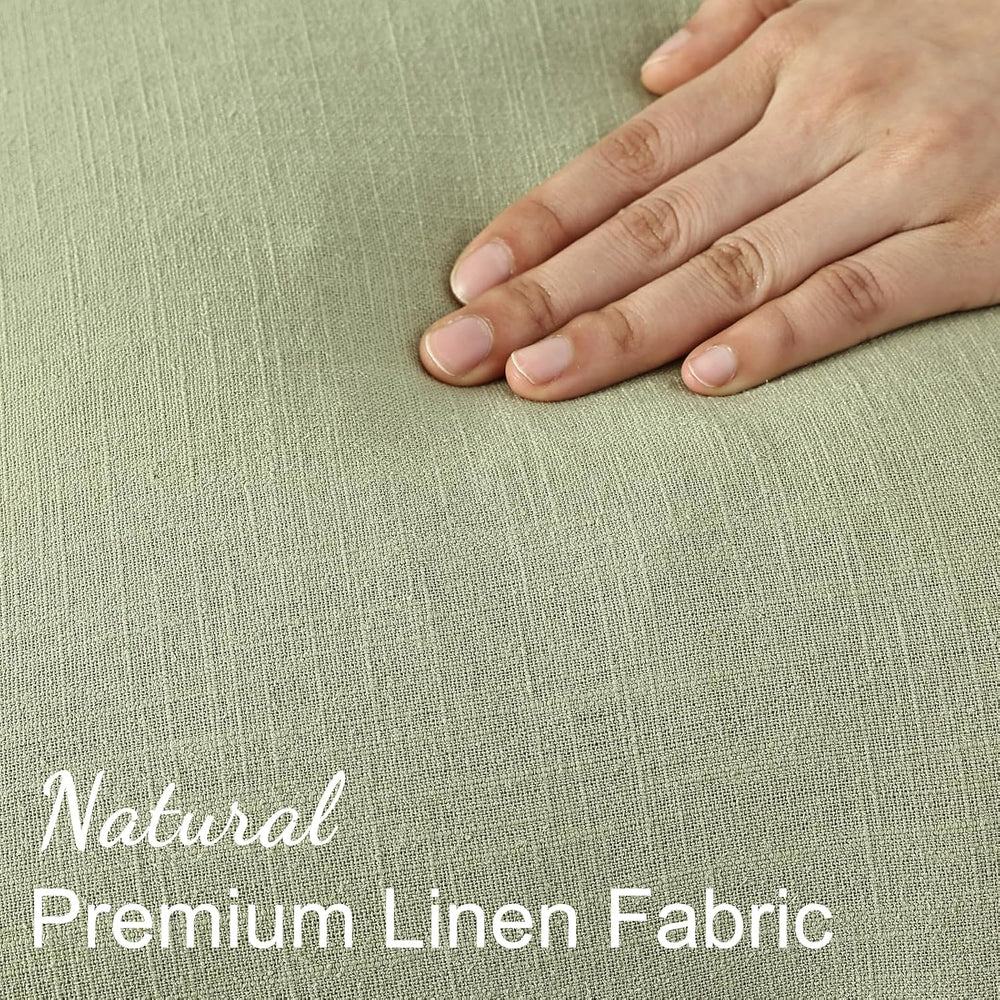 decorUhome Linen Fringe Sage Green Throw Pillow Covers 20x20 Set of 2