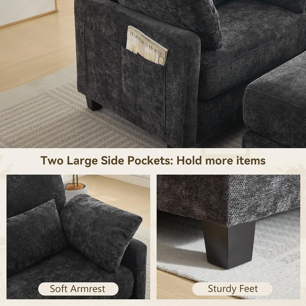 WUTUTUEE 57.5" Oversized Chaise Lounge with Ottoman Indoor, Grey Reading...