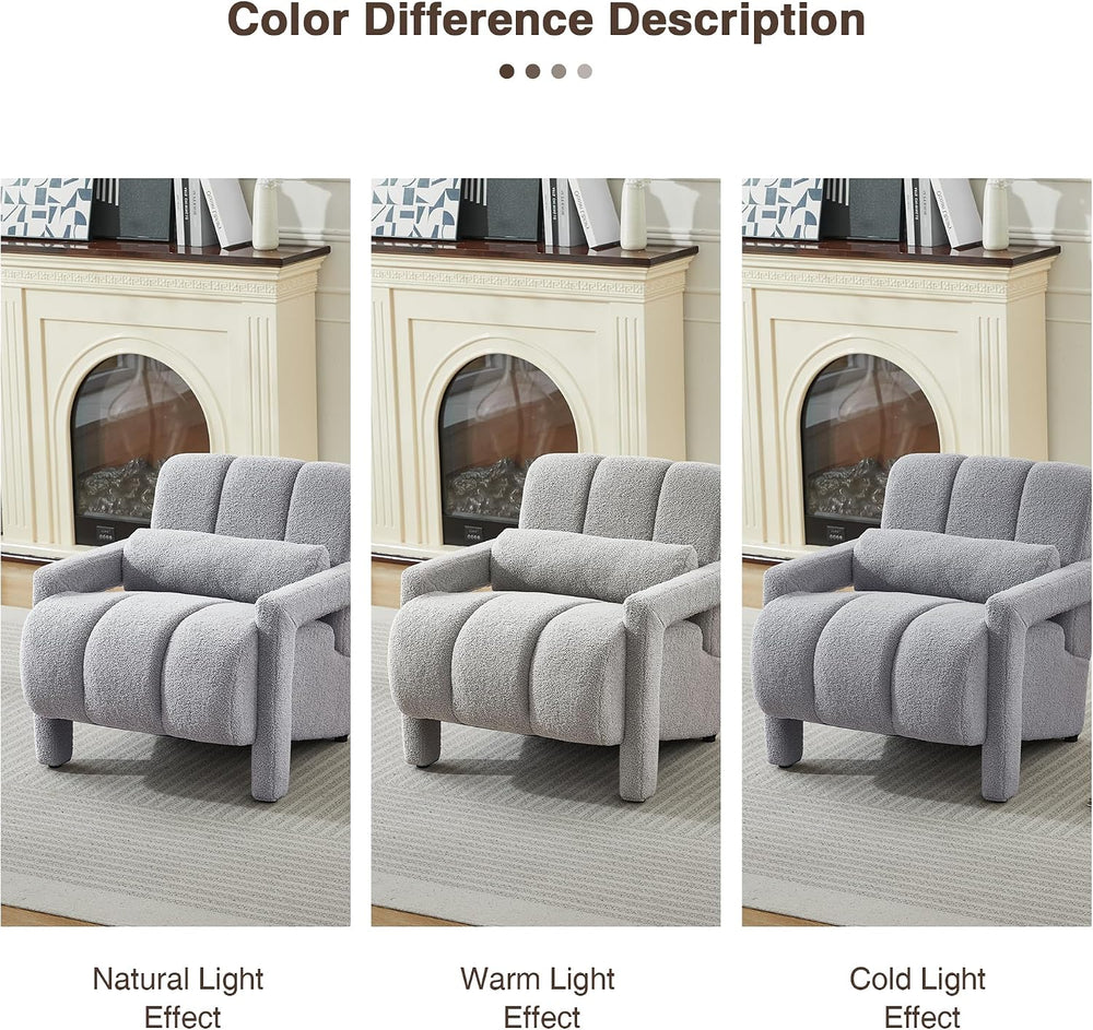 LOULENS Accent Chair Set of 2, Modern Armchair for Living Room, Light Gray