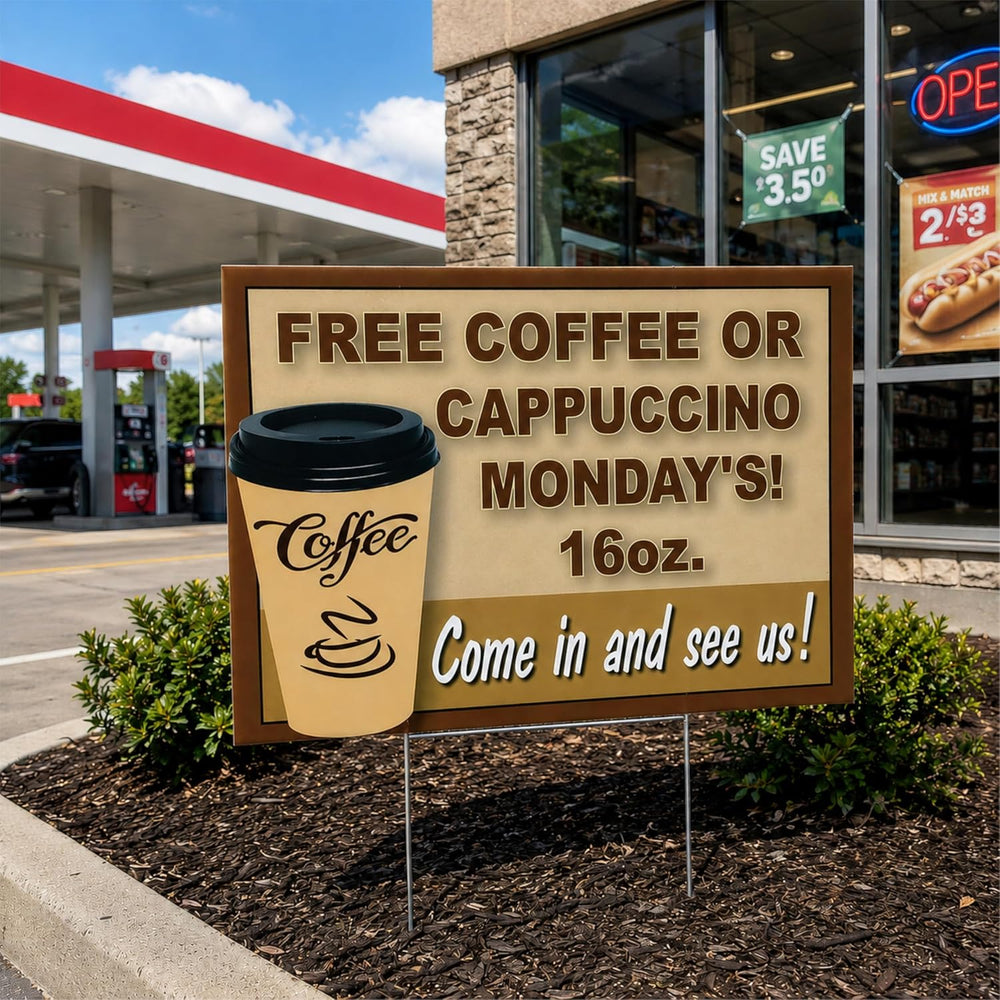 Custom Yard Signs 18x24 Full Color Double Sided Corrugated Plastic Metal Stak...