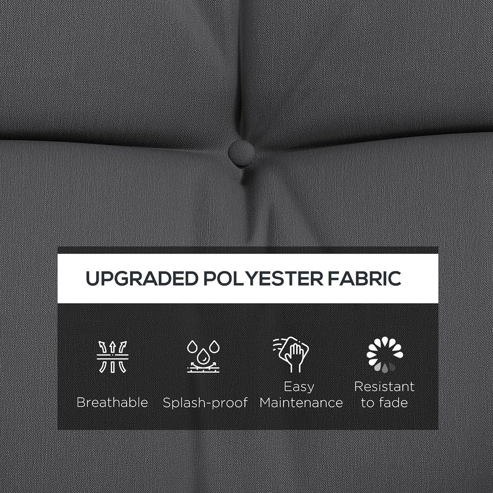 Outsunny 59" Tufted Bench Cushions & Throw Pillows 4 Piece Charcoal ...