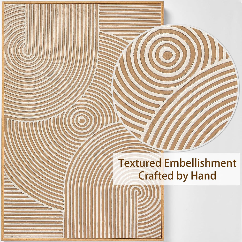 Zessonic Large Neutral Textured 3D Abstract Boho Wall Art,24"x36"x3...