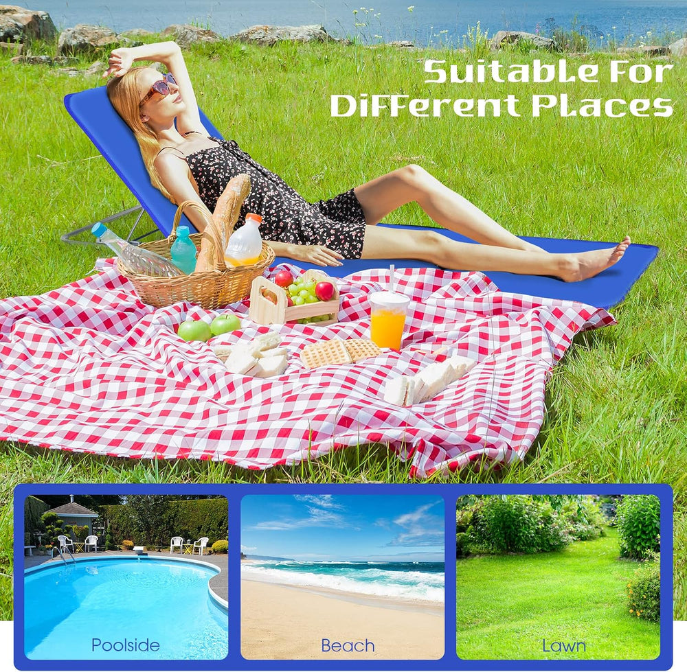 Tangkula 3 Pieces Beach Chairs for Adults, Lightweight Lawn Lounge Chairs wit...