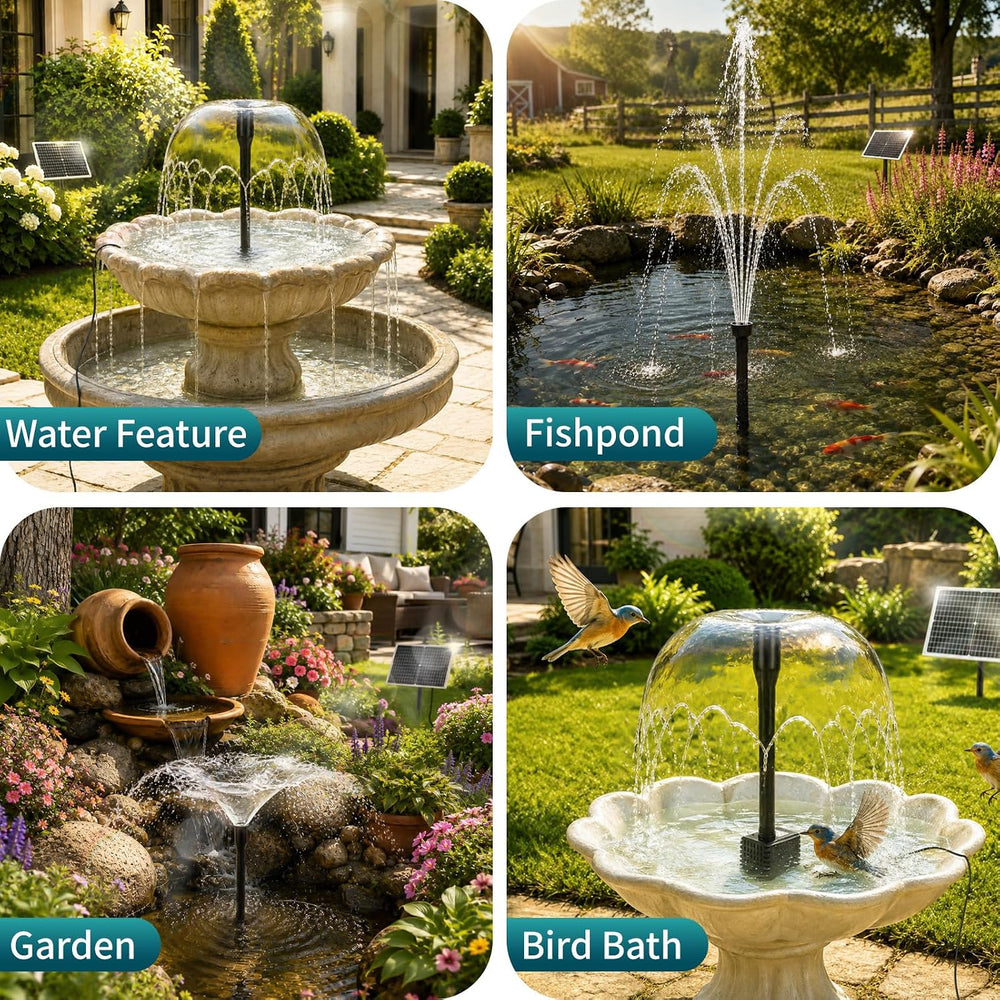 25W Solar Fountain Pump with 16.4FT Extra-Long Cable for Garden