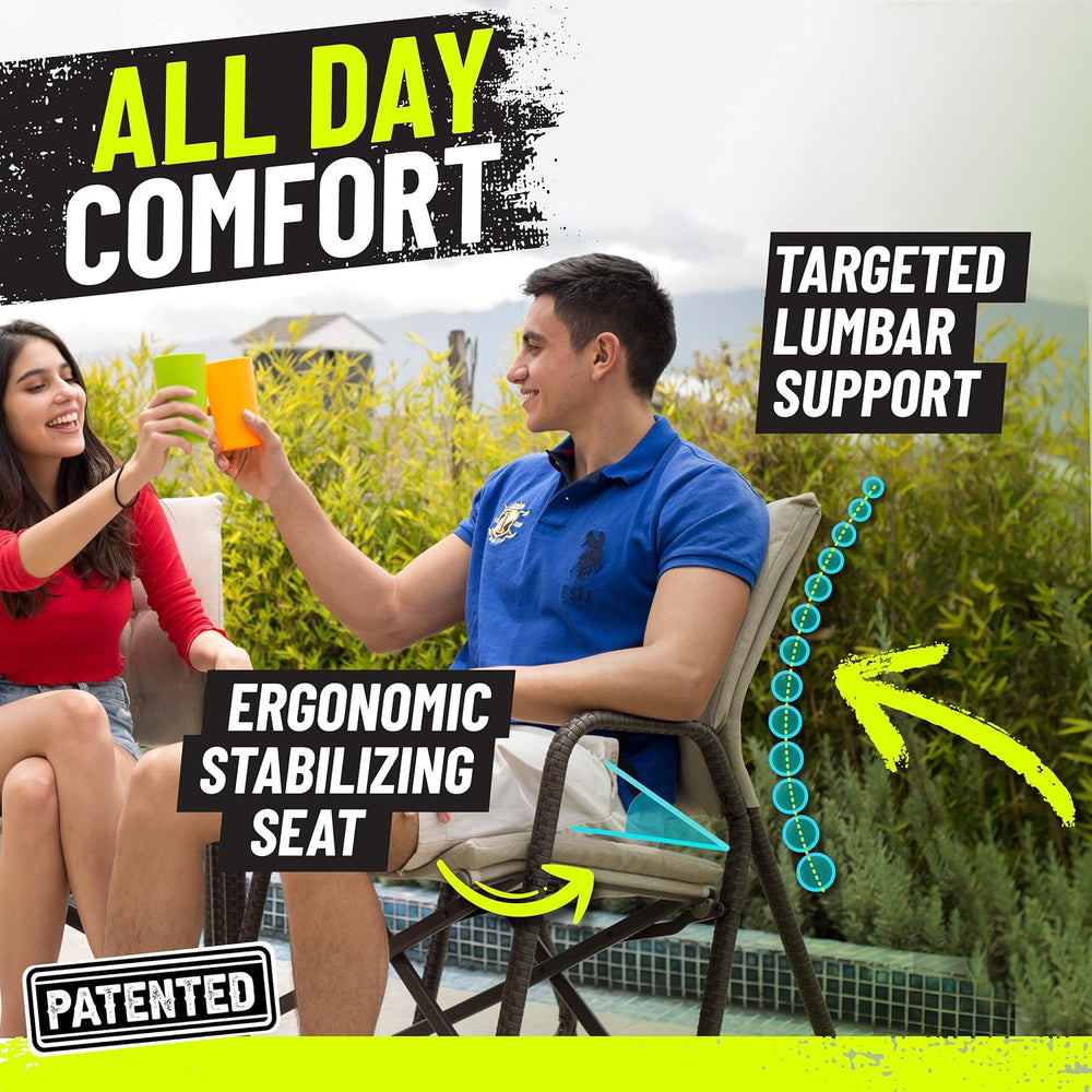 STRONGBACK Folding Patio Chair - Ergonomic Design for Back Pain Relief