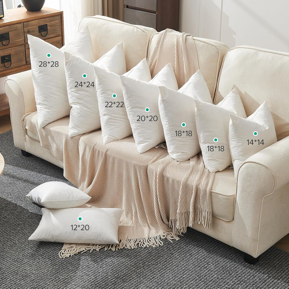 APSMILE Down Feather Throw Pillow Inserts, 18x18 Pillows Set of 2 with Organi...