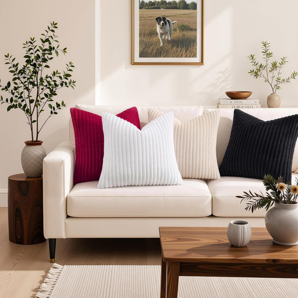Simmore Fall Soft Black Flannel Throw Pillow Covers 26X26 Set of 2