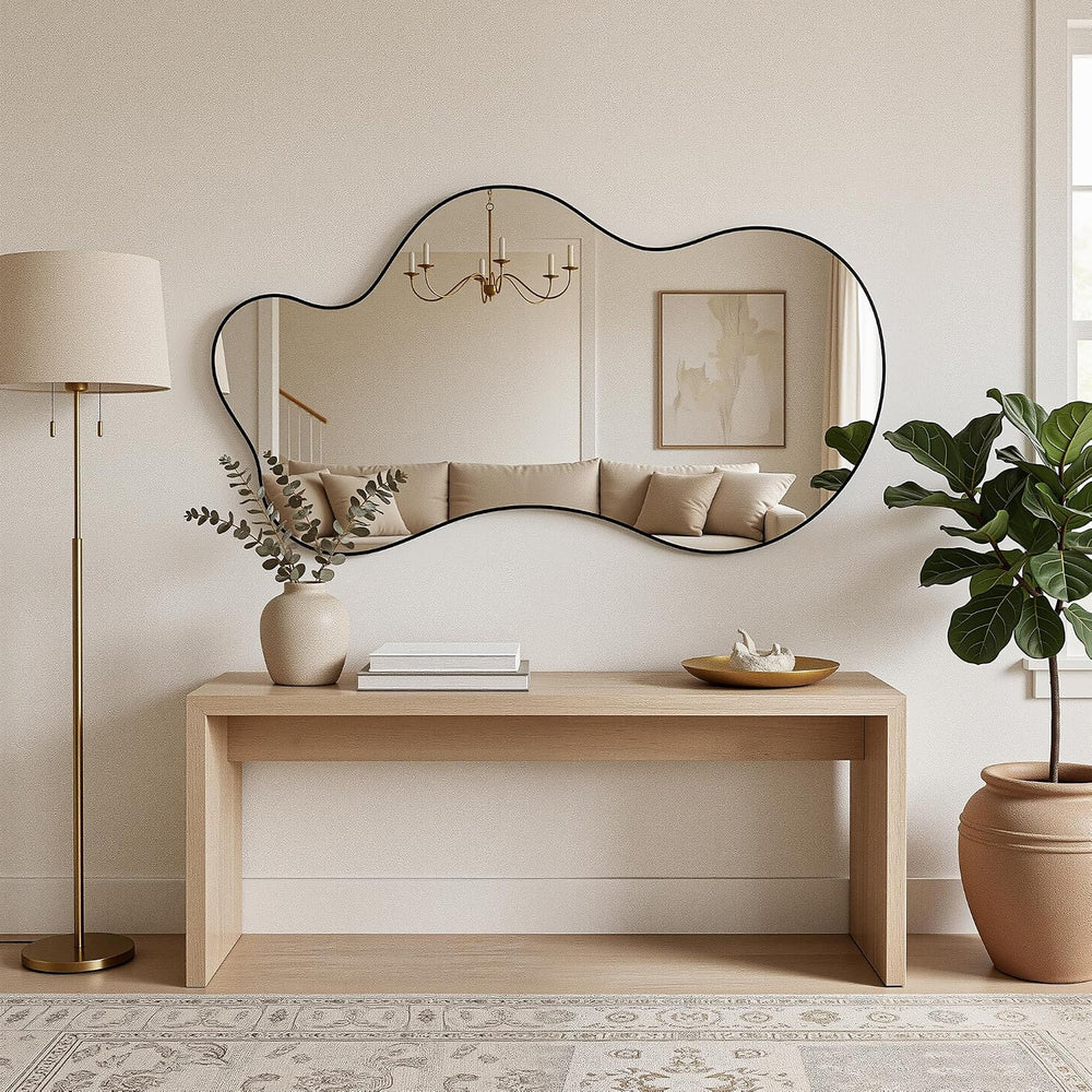 Irregular Wall Mirror, 26"x40" Asymmetrical Mirror, Black