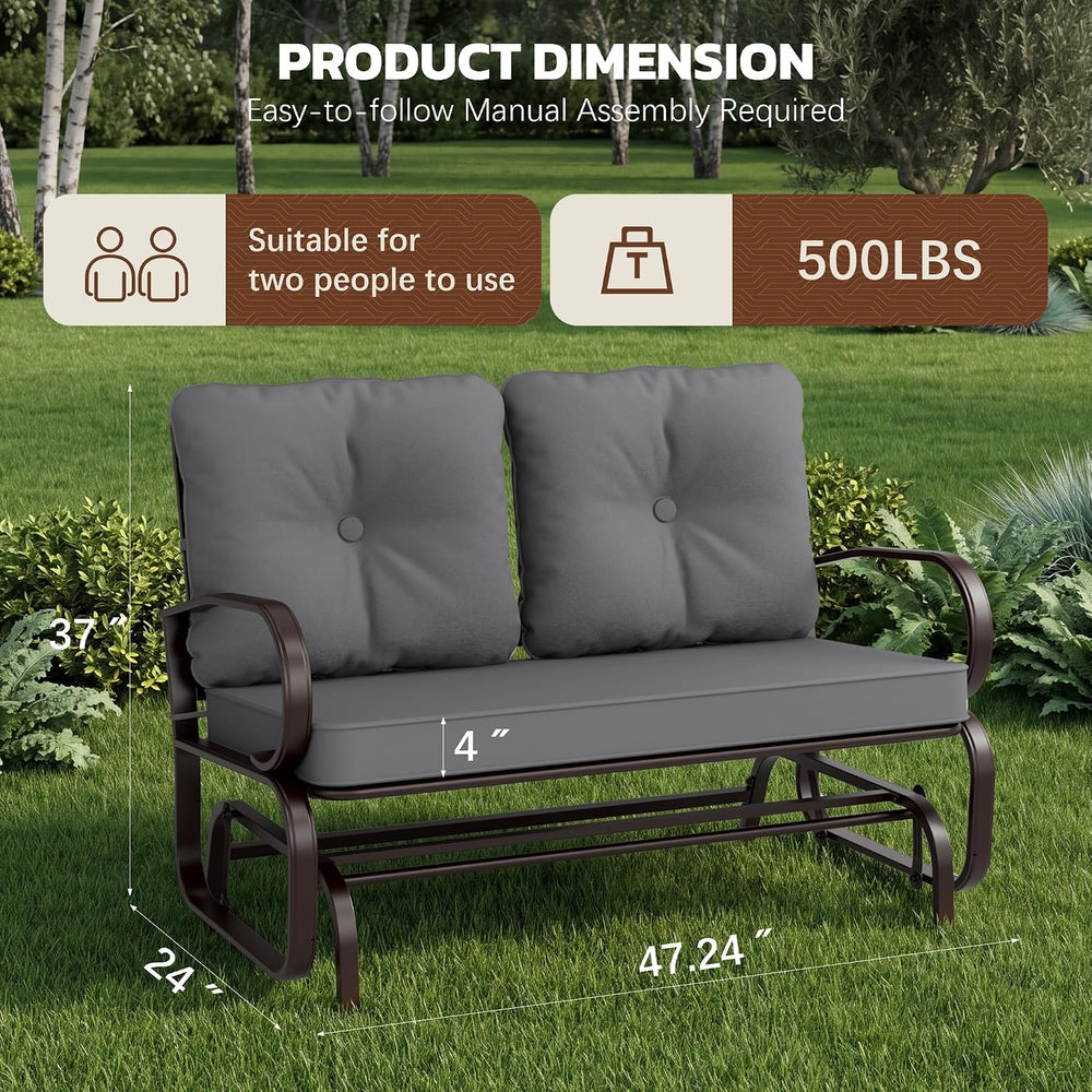 Incbruce Outdoor Textilene Glider Rocking Chair Patio Glider Bench for 2 Pers...