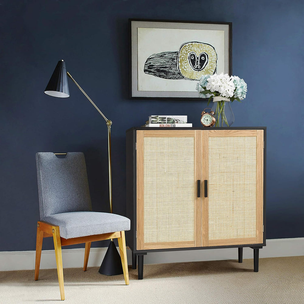 Finnhomy Sideboard Buffet Cabinet, Kitchen Storage Sideboard with Rattan Deco...