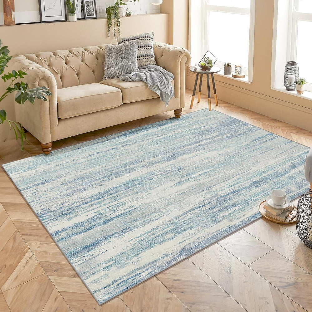 MUJOO Washable Rug 4x6.5 Area Rugs Low Pile Non Slip Modern