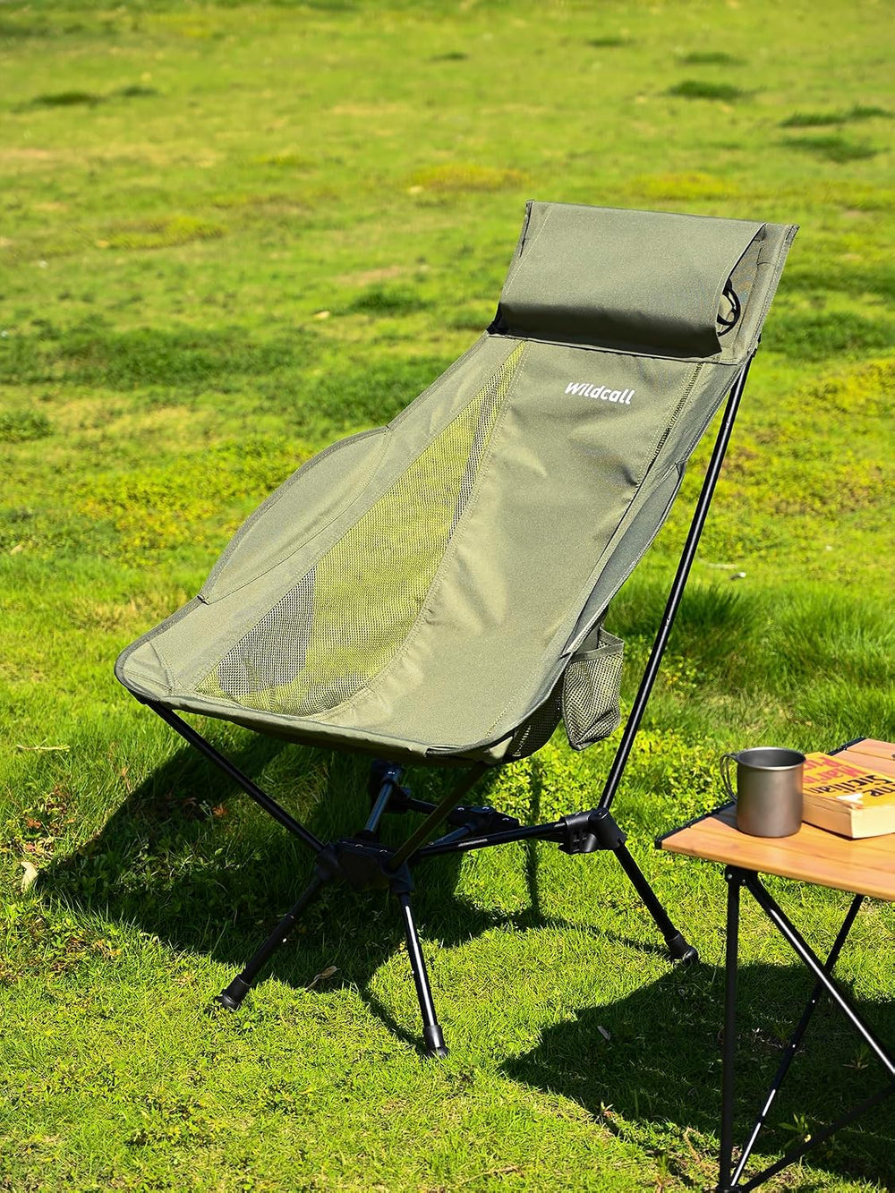 WildCall Lightweight Folding Camping Chair Anti-Sinking Chair, High Back