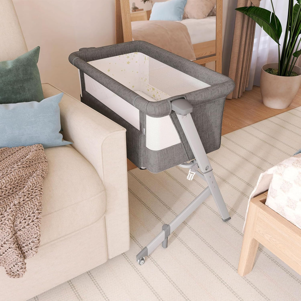 Dream On Me Skylar Bassinet & Bedside Sleeper, Adjustable Height, Grey