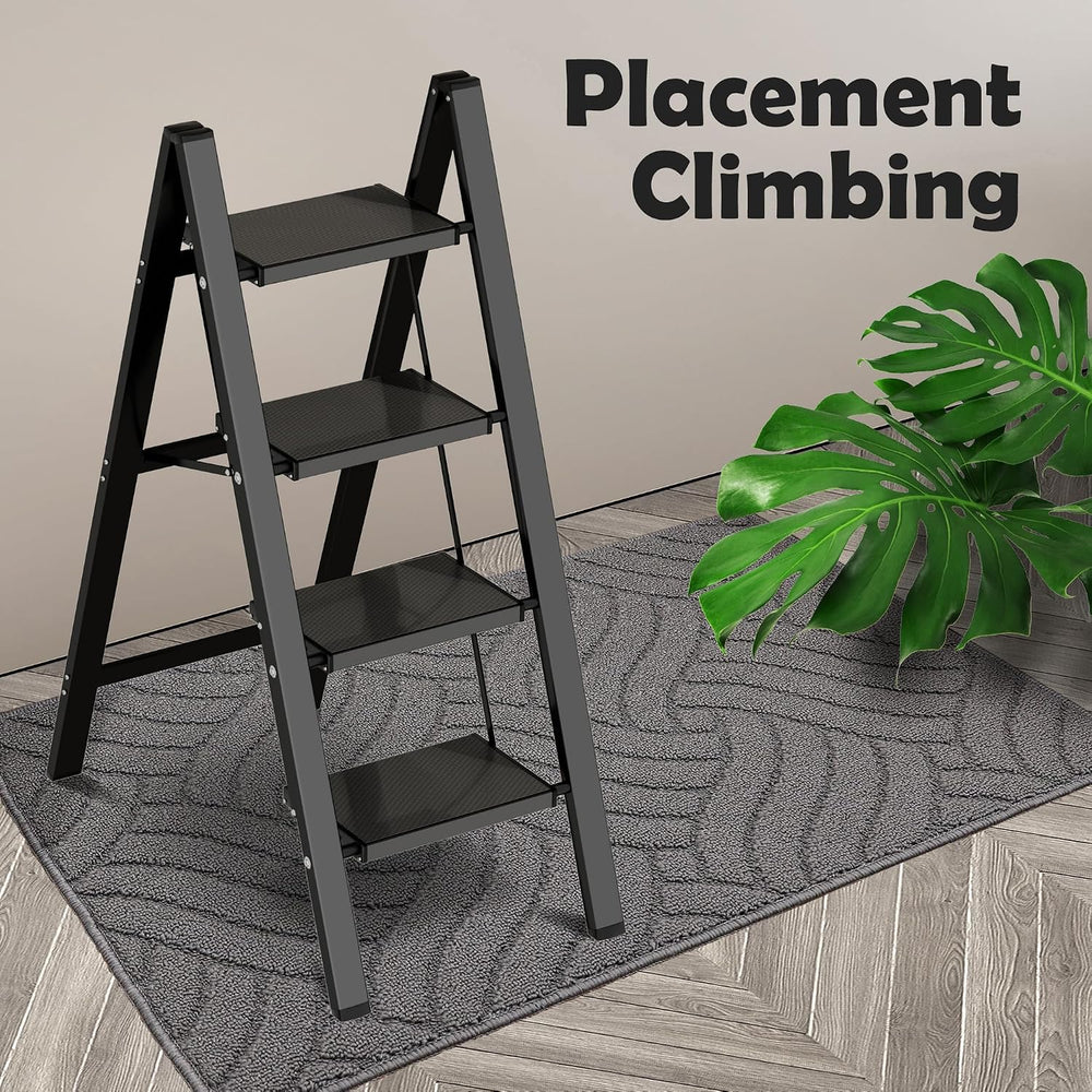 Taranta 4 Step Stool Foldable,Aluminum Step Ladder-Black