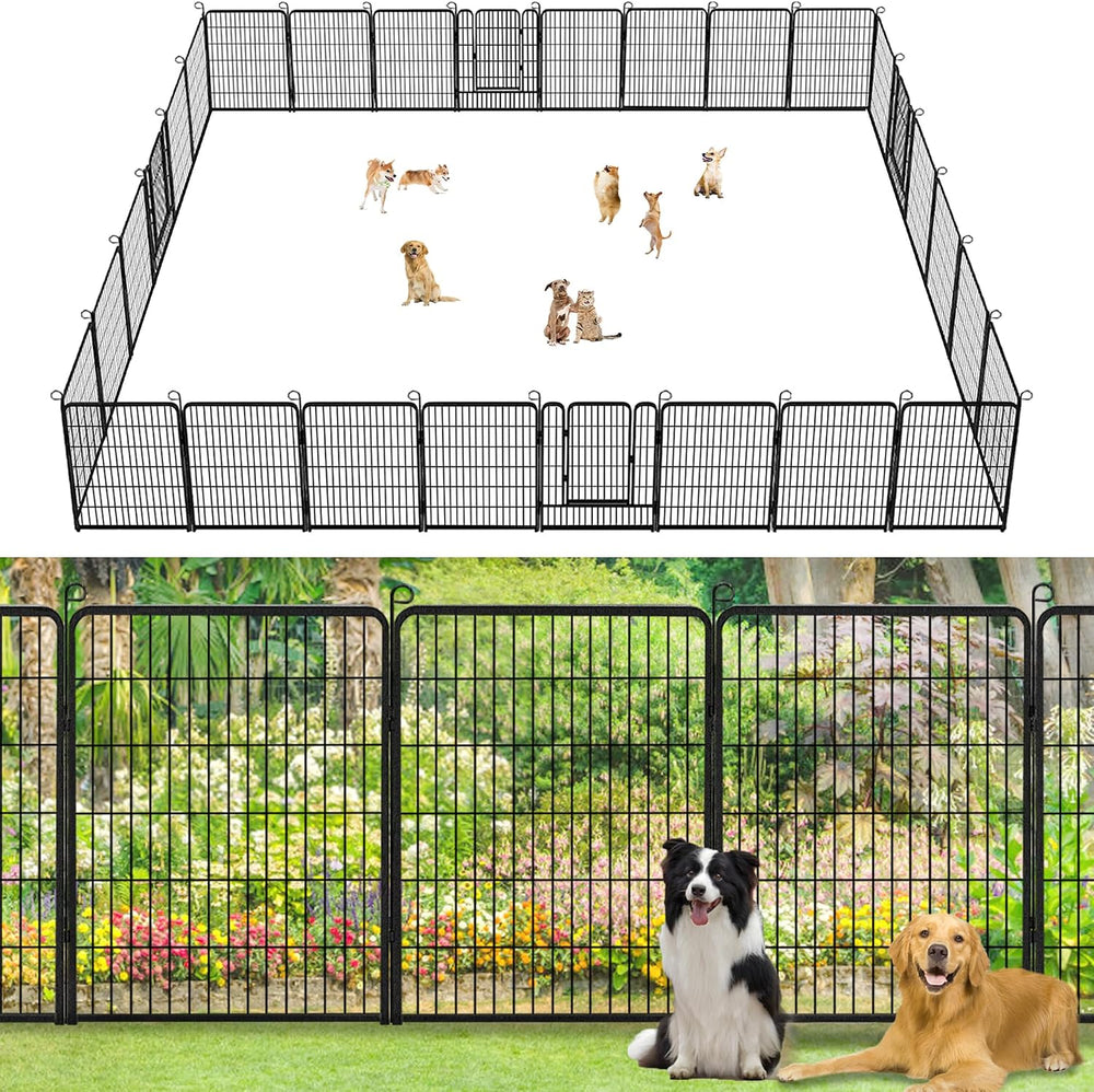 Garden Fence with Gate Temporary Dog Fencing for Yard, 63ft (L)×40in (H) 28 P...
