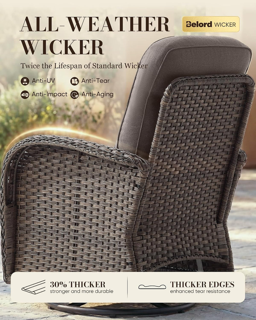 Belord Upgraded 6“ Cushion Luxury 5 Pieces Patio Furniture Set - All Weather ...