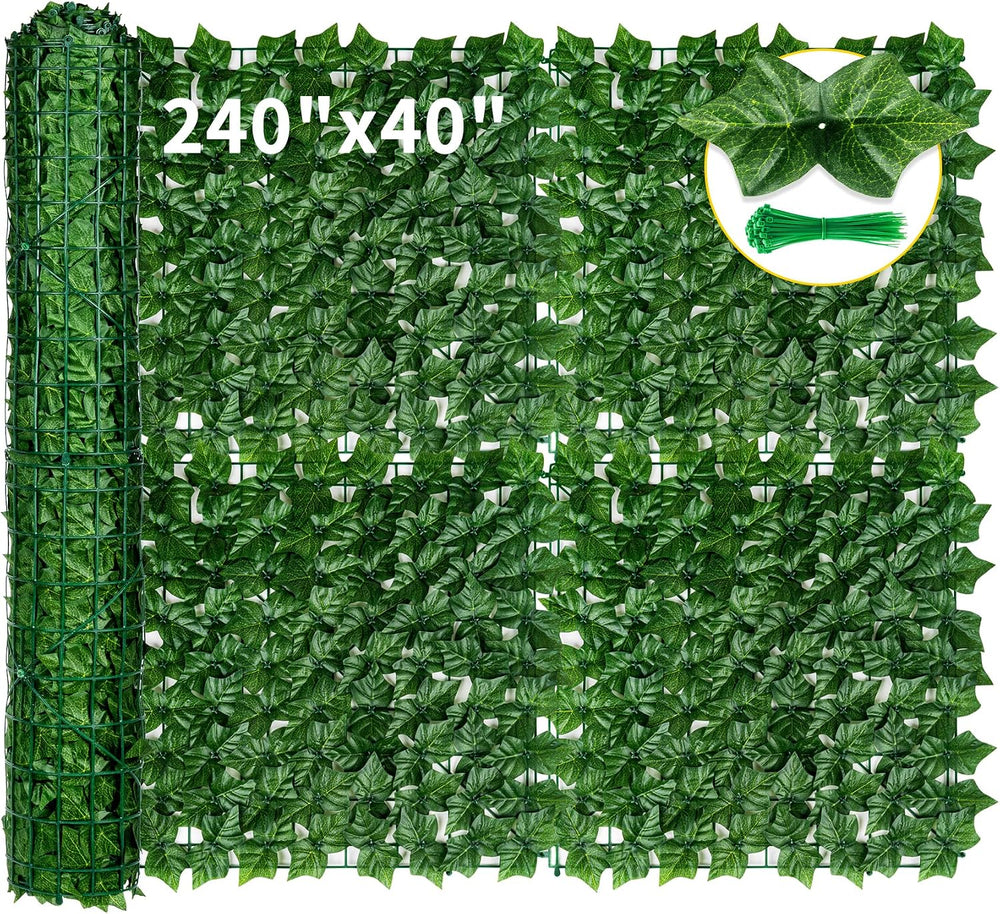 KASZOO 240"x40" Artificial Ivy Privacy Fence Screen - UV-Anti Breat...