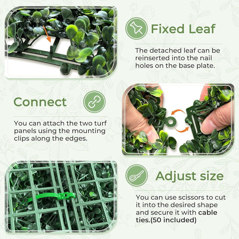 Artificial 40x120 in (33.5 Sqft) Boxwood Grass Wall Backdrop Roll