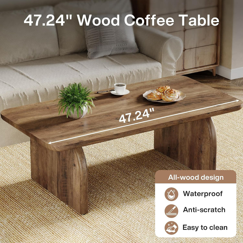 Tribesigns Rectangle Coffee Table, 47-Inch Wood Rectangular Living Room Table...